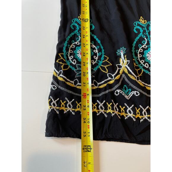 Kate & Sam Boho Dress Embroidered Tassels 3/4 Bell Sleeves Black Sz M Hippie - Picture 11 of 11